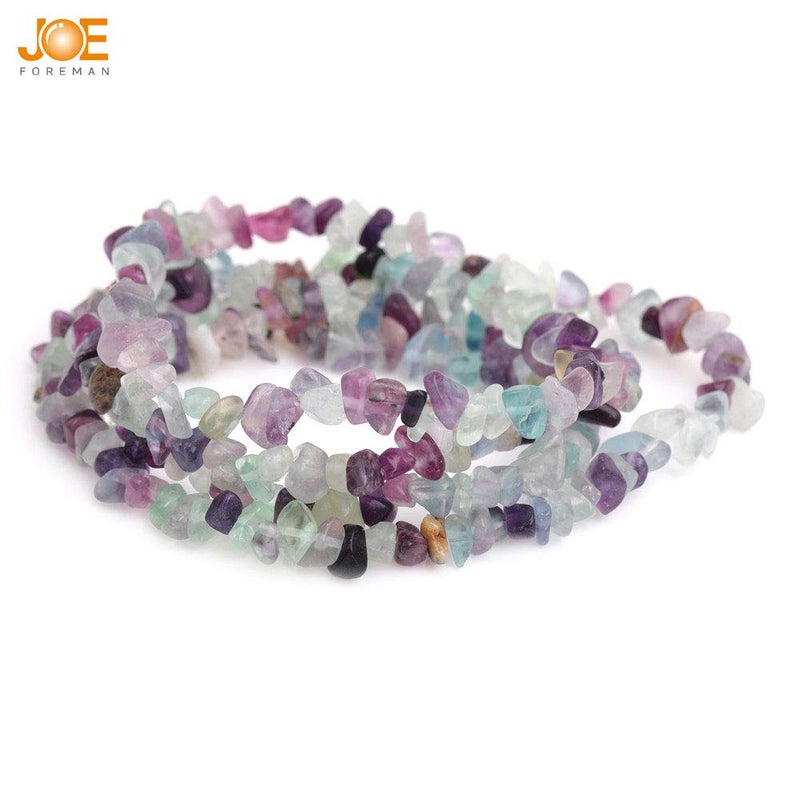 JOE FOREMAN 6-8mm Fluorite Gravel Gemstone Chips Beads for Jewelry Making Freeform Rainbow 34" JOE FOREMAN - Image 2
